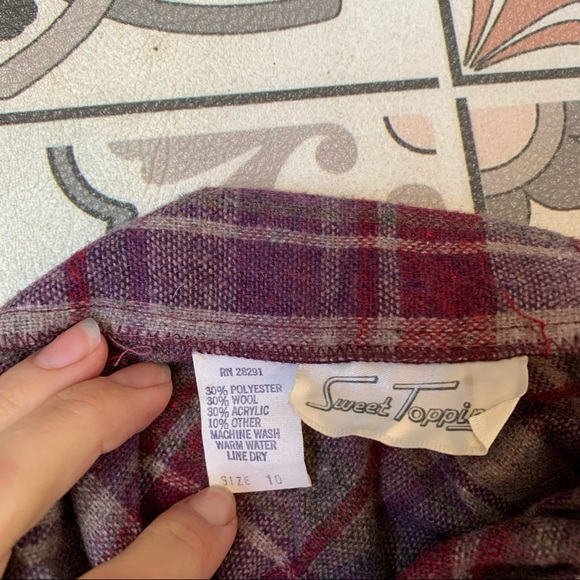 Vintage Wool plaid 70s pleat midi a-line skirt xs - Picture 9 of 9